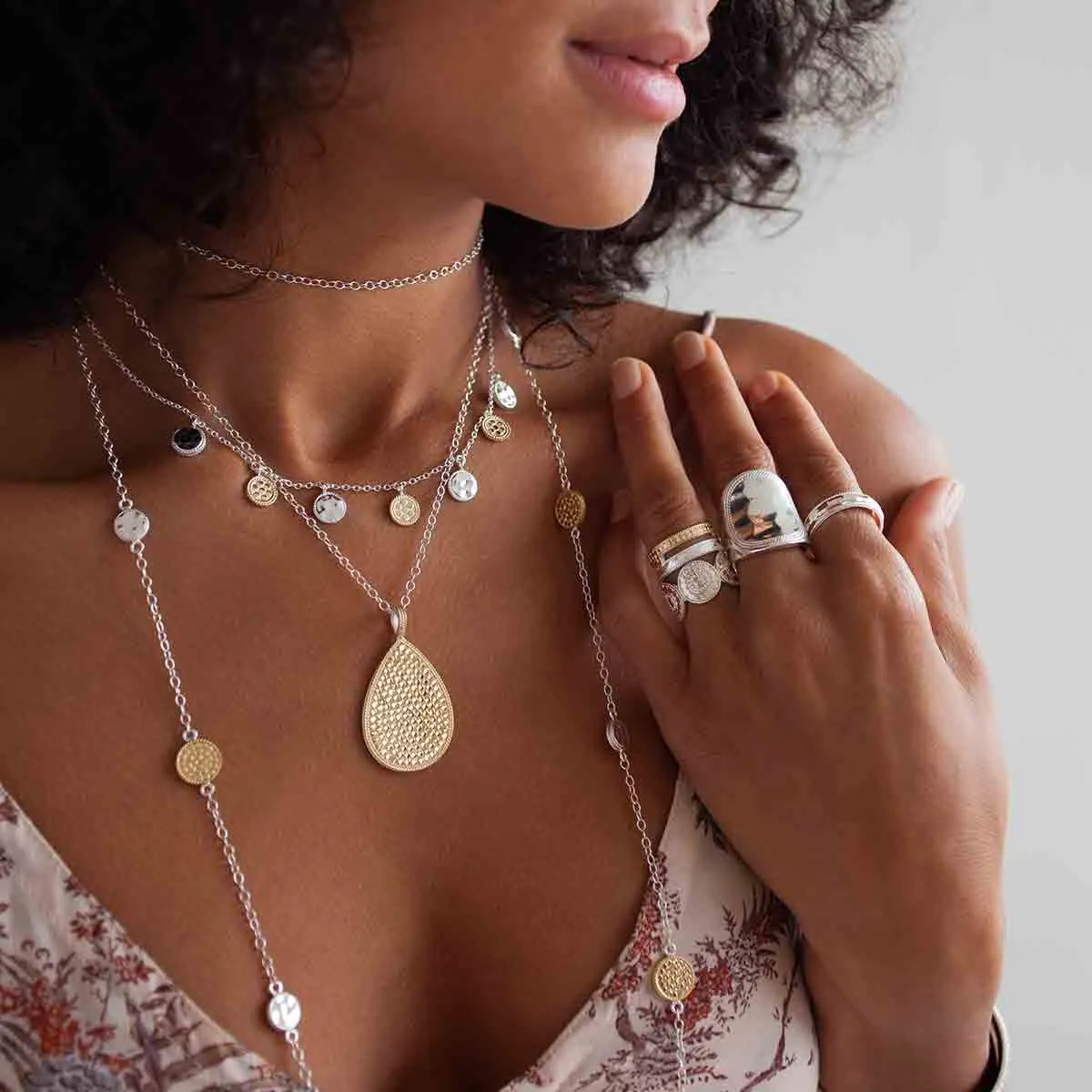 Signature Hammered and Dotted Teardrop Pendant Necklace - Reversible sold by Anna Beck product image thumbnail 3