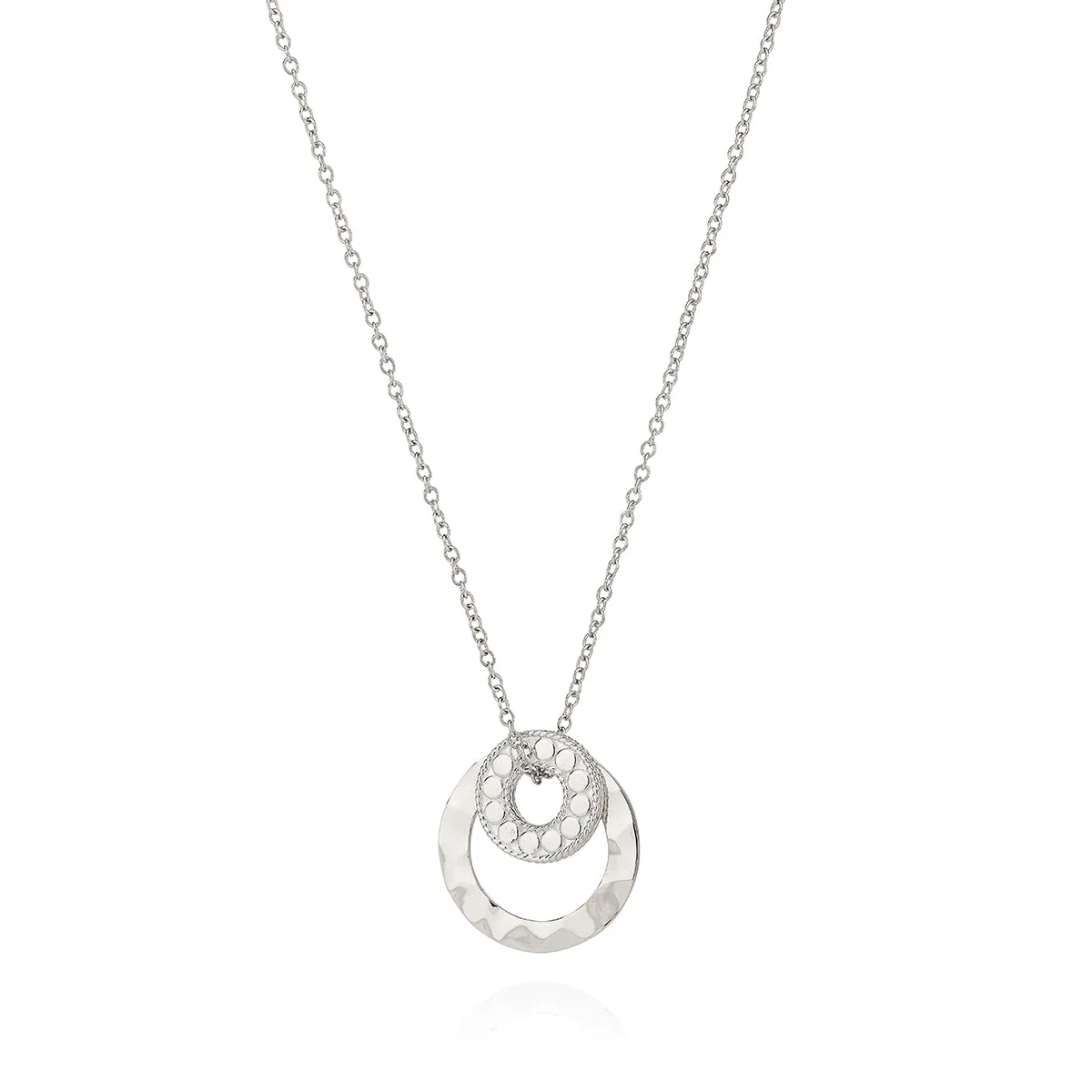 Hammered Double Circle Necklace - Silver sold by Anna Beck