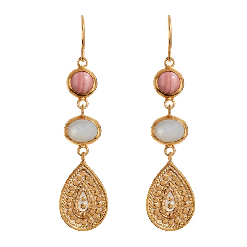 Mother of Pearl and Pink Opal Drop Earrings sold by Anna Beck