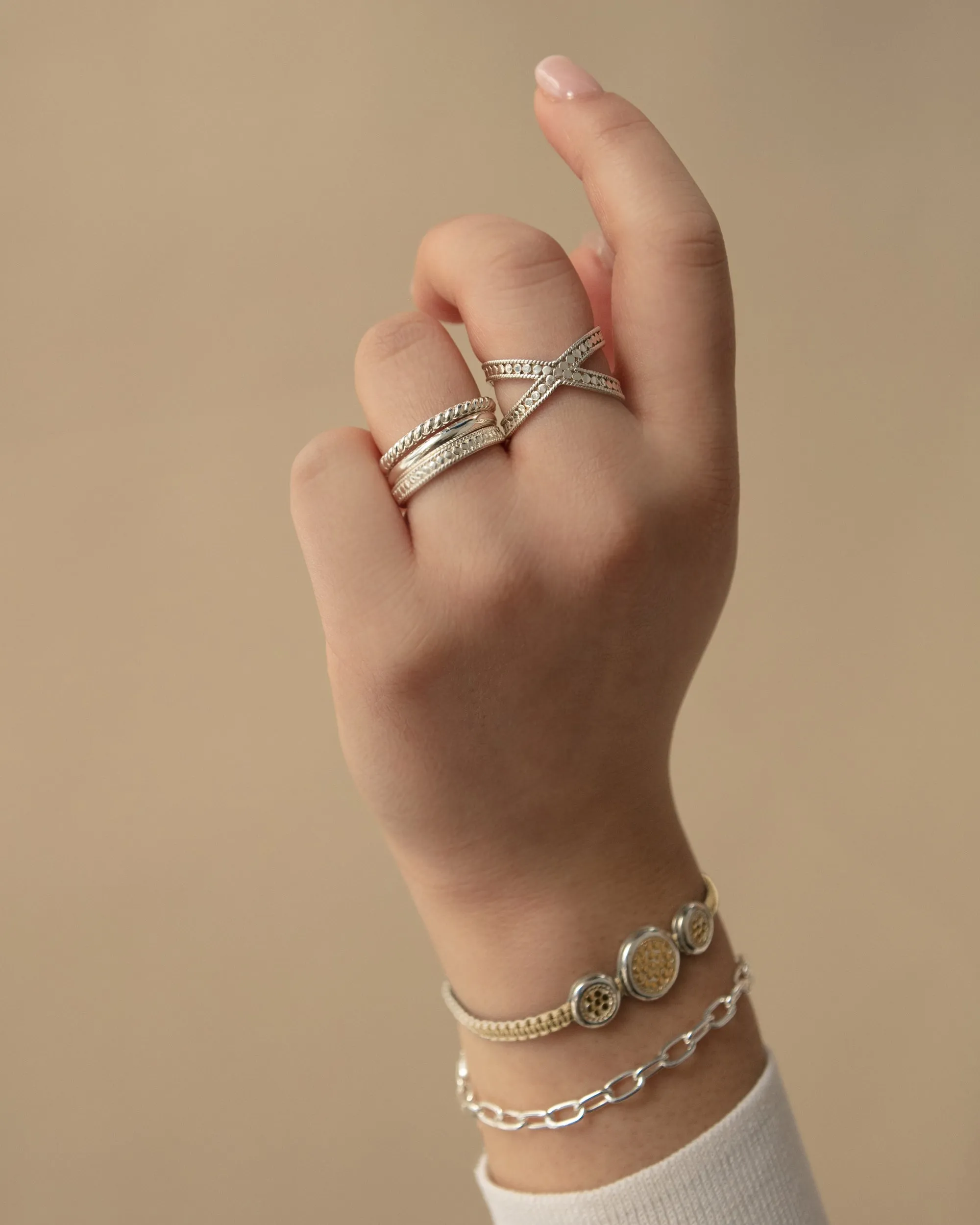 Classic Triple Linked Stacking Ring - Silver sold by Anna Beck product image thumbnail 2