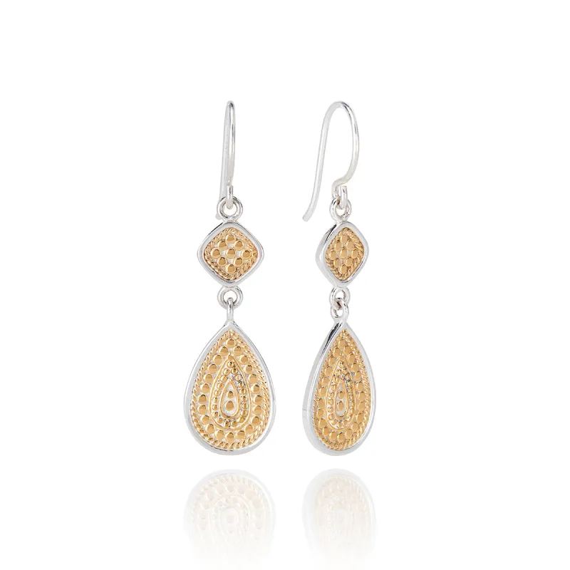 Signature Beaded Double Drop Earrings - Gold sold by Anna Beck