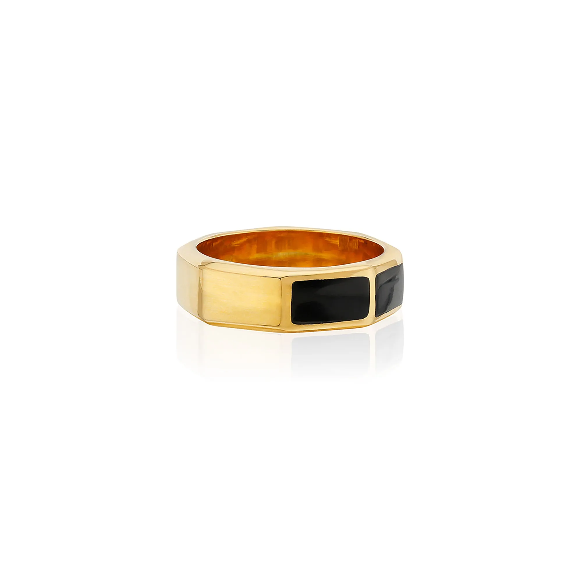 Black Onyx Inlay Band Ring - Gold sold by Anna Beck product image thumbnail 5