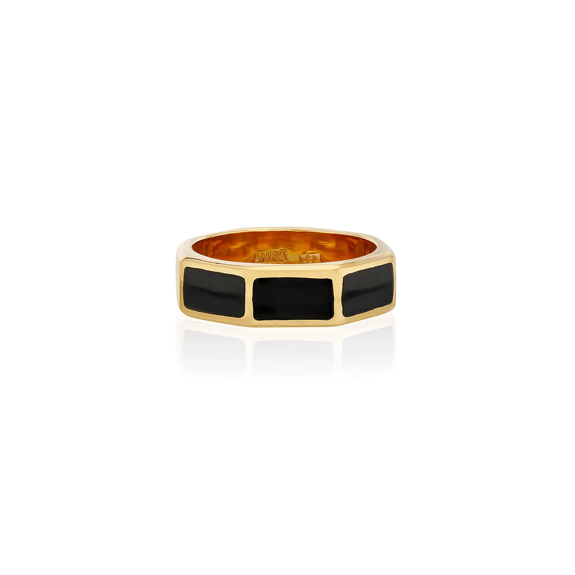 Black Onyx Inlay Band Ring - Gold sold by Anna Beck