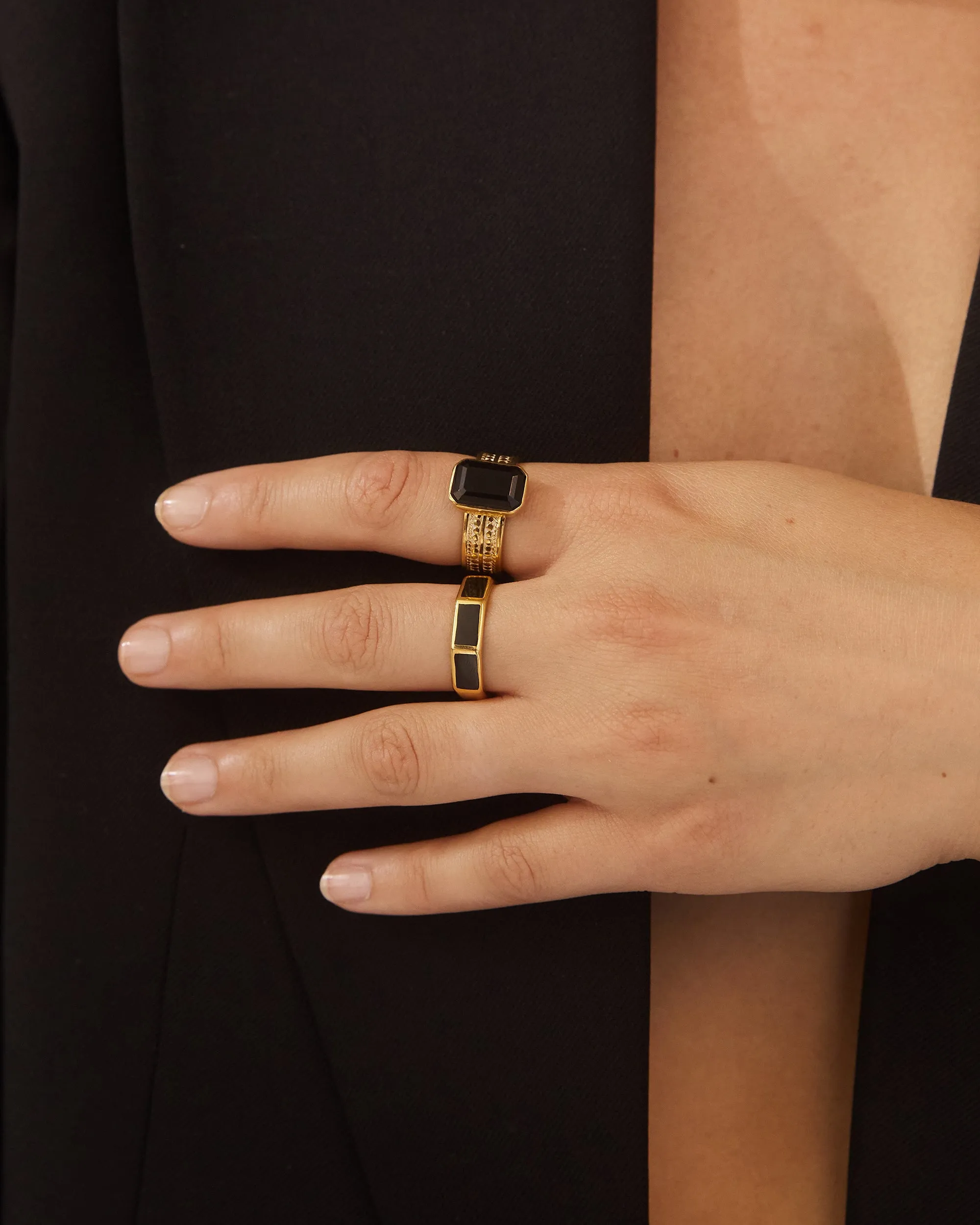 Large Black Onyx Rectangle Ring - Gold sold by Anna Beck product image thumbnail 2