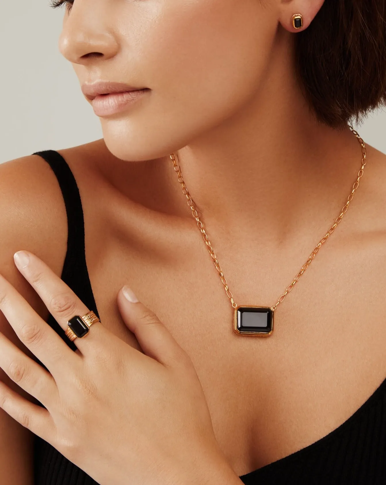 Large Black Onyx Rectangle Ring - Gold sold by Anna Beck product image thumbnail 4