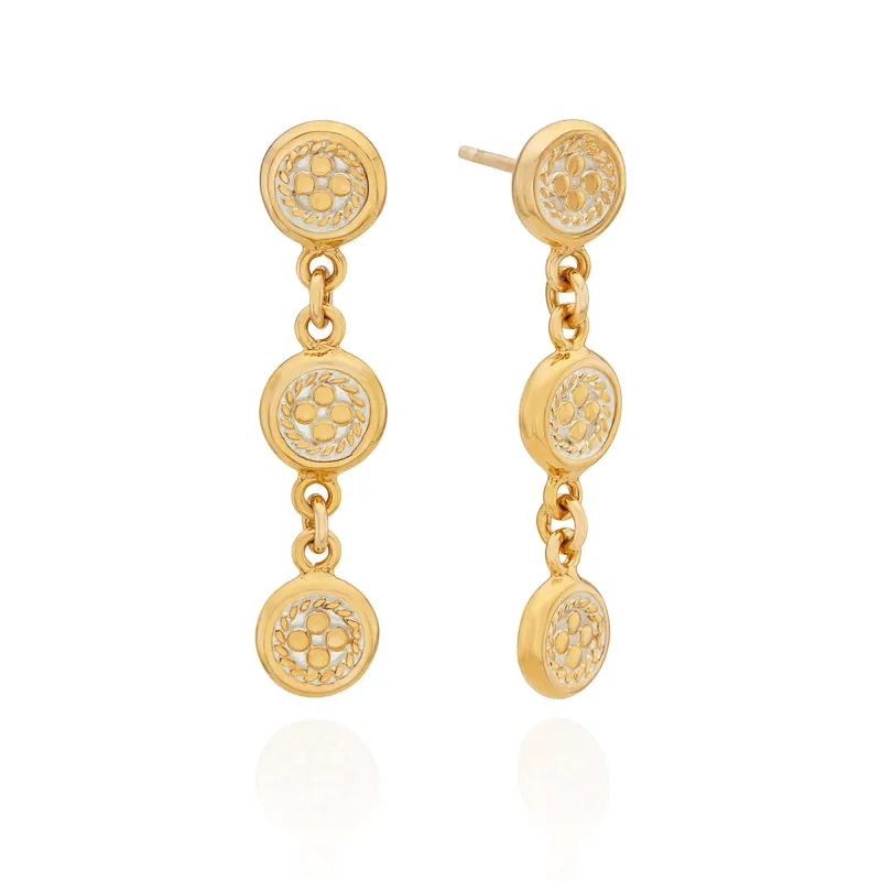 Classic Smooth Rim Triple Drop Earrings - Gold sold by Anna Beck