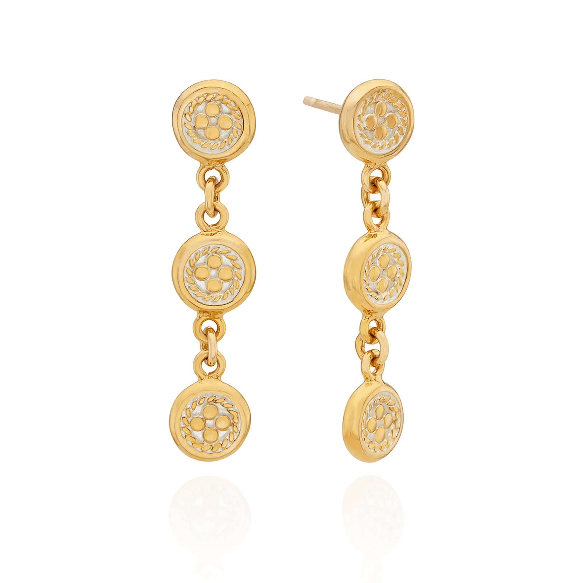Classic Smooth Rim Triple Drop Earrings - Gold sold by Anna Beck