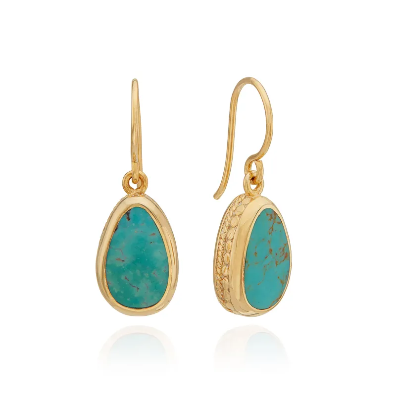 Turquoise Asymmetrical Drop Earrings - Gold sold by Anna Beck