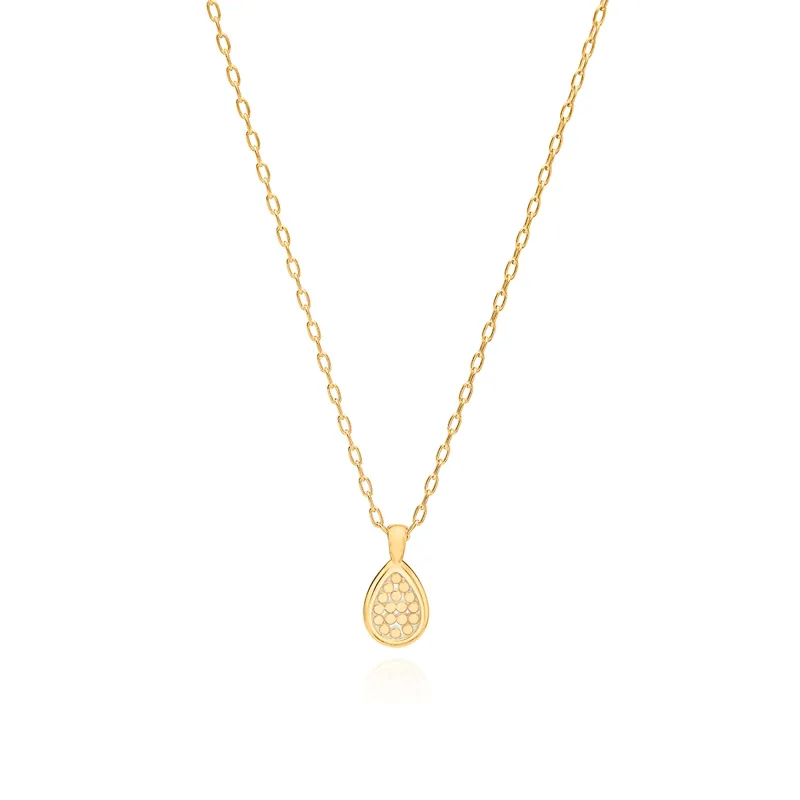 Classic Smooth Rim Drop Pendant Necklace, 16-18" - Gold sold by Anna Beck