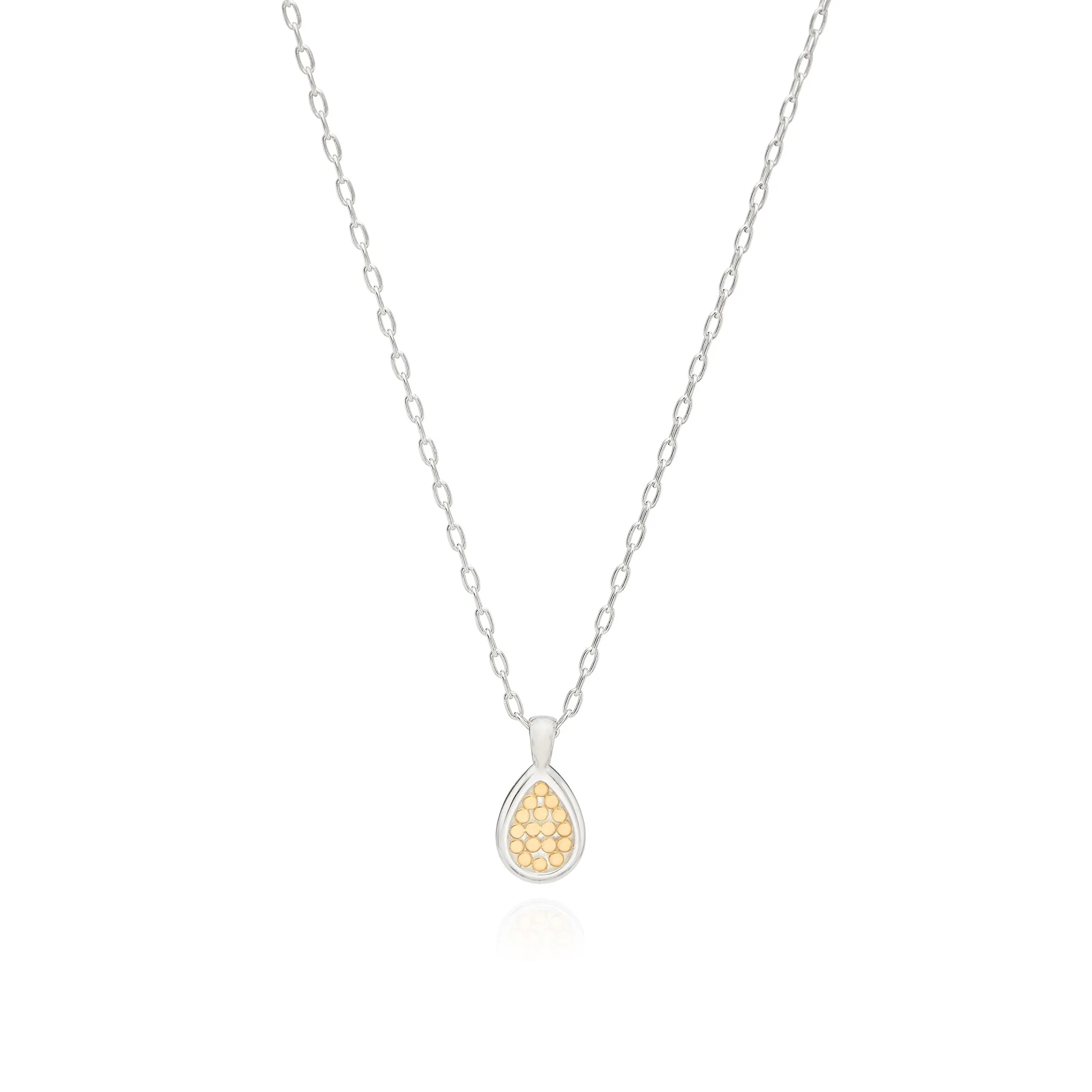 Classic Smooth Rim Drop Pendant Necklace, 16-18" - Gold & Silver sold by Anna Beck