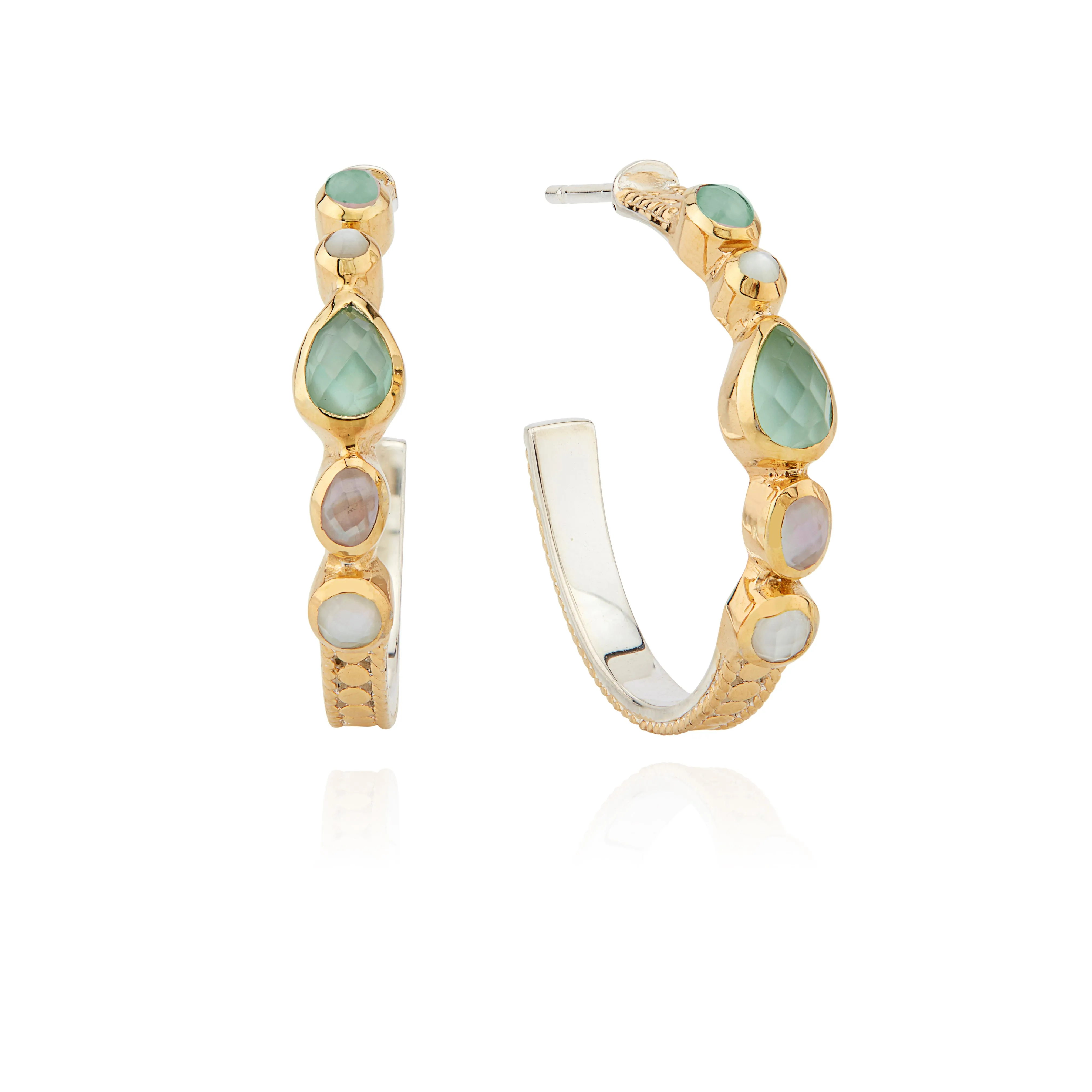 Guava and Green Amethyst Hoop Earrings sold by Anna Beck