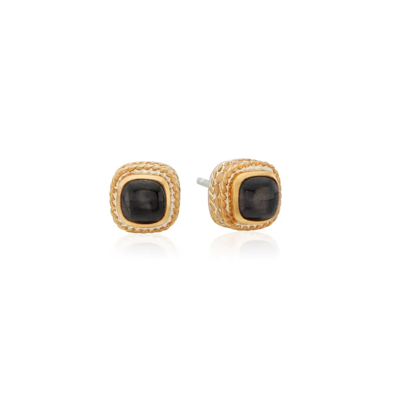 Hypersthene Cushion Stud Earrings - Gold sold by Anna Beck
