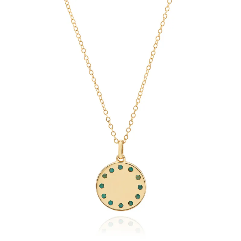 Turquoise Inset Circle Pendant Necklace sold by Anna Beck