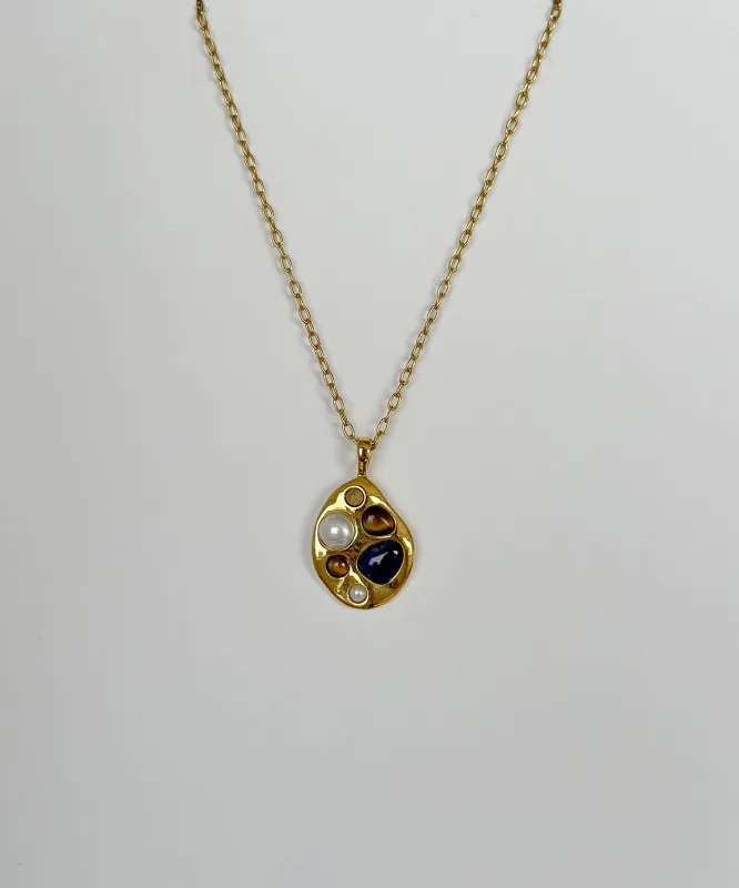 Multi-Stone Wavy Pendant Necklace sold by Anna Beck