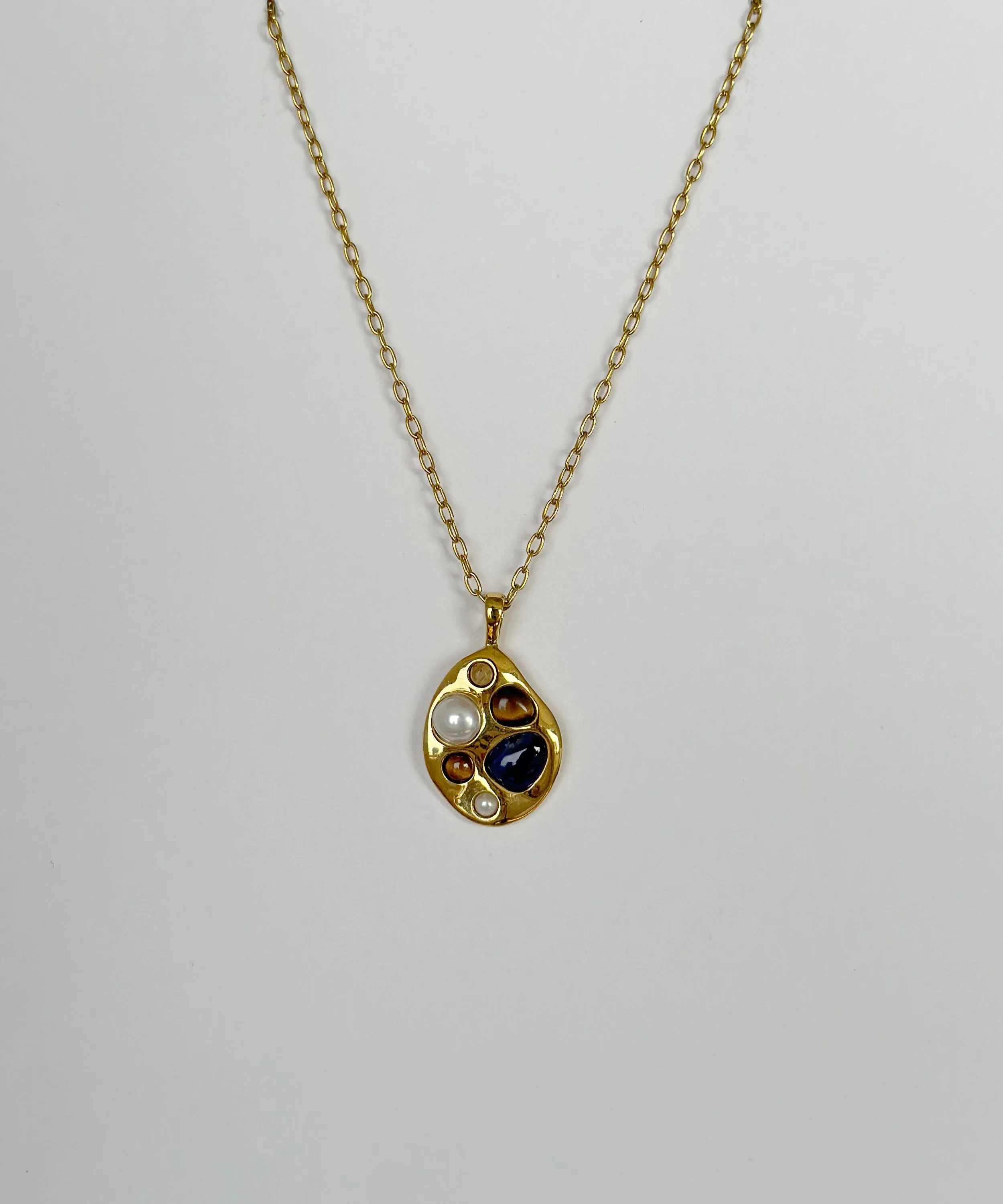 Multi-Stone Wavy Pendant Necklace sold by Anna Beck