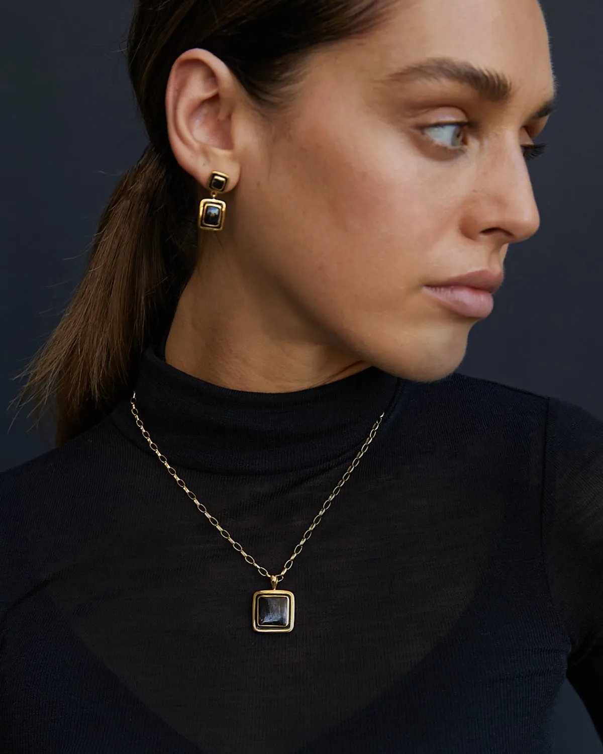 Hypersthene Double Drop Square Earrings sold by Anna Beck product image thumbnail 3