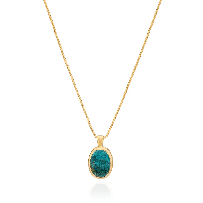 Small Malachite Chrysocolla Pendant Necklace - Gold sold by Anna Beck