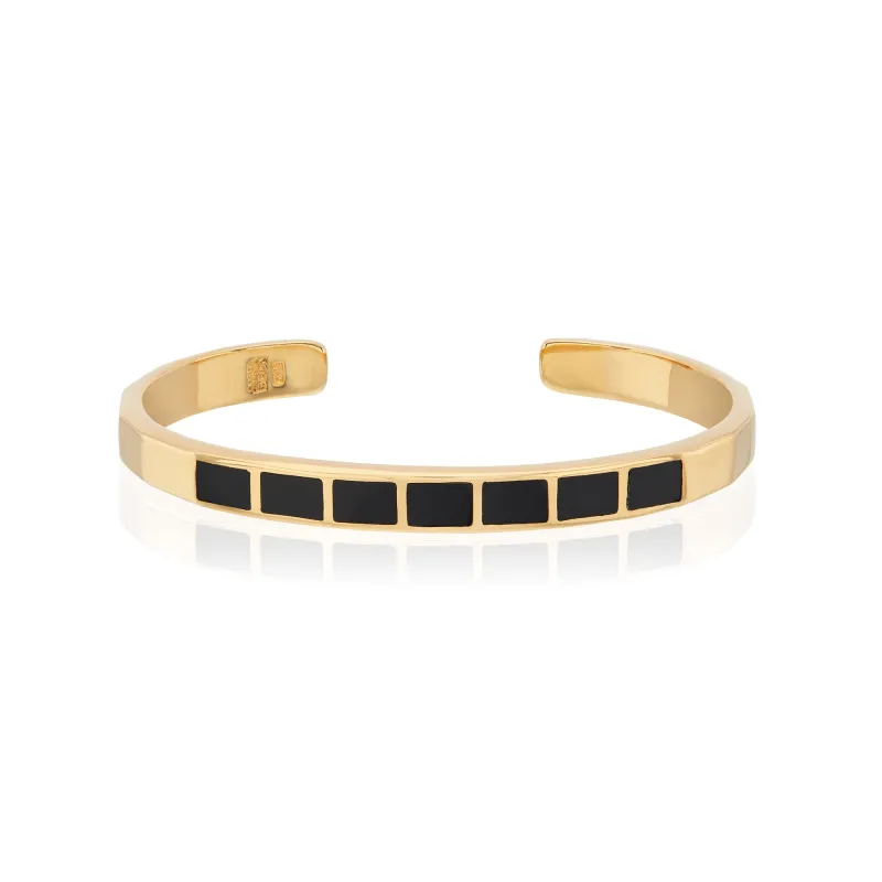 Black Onyx Inlay Cuff - Gold sold by Anna Beck