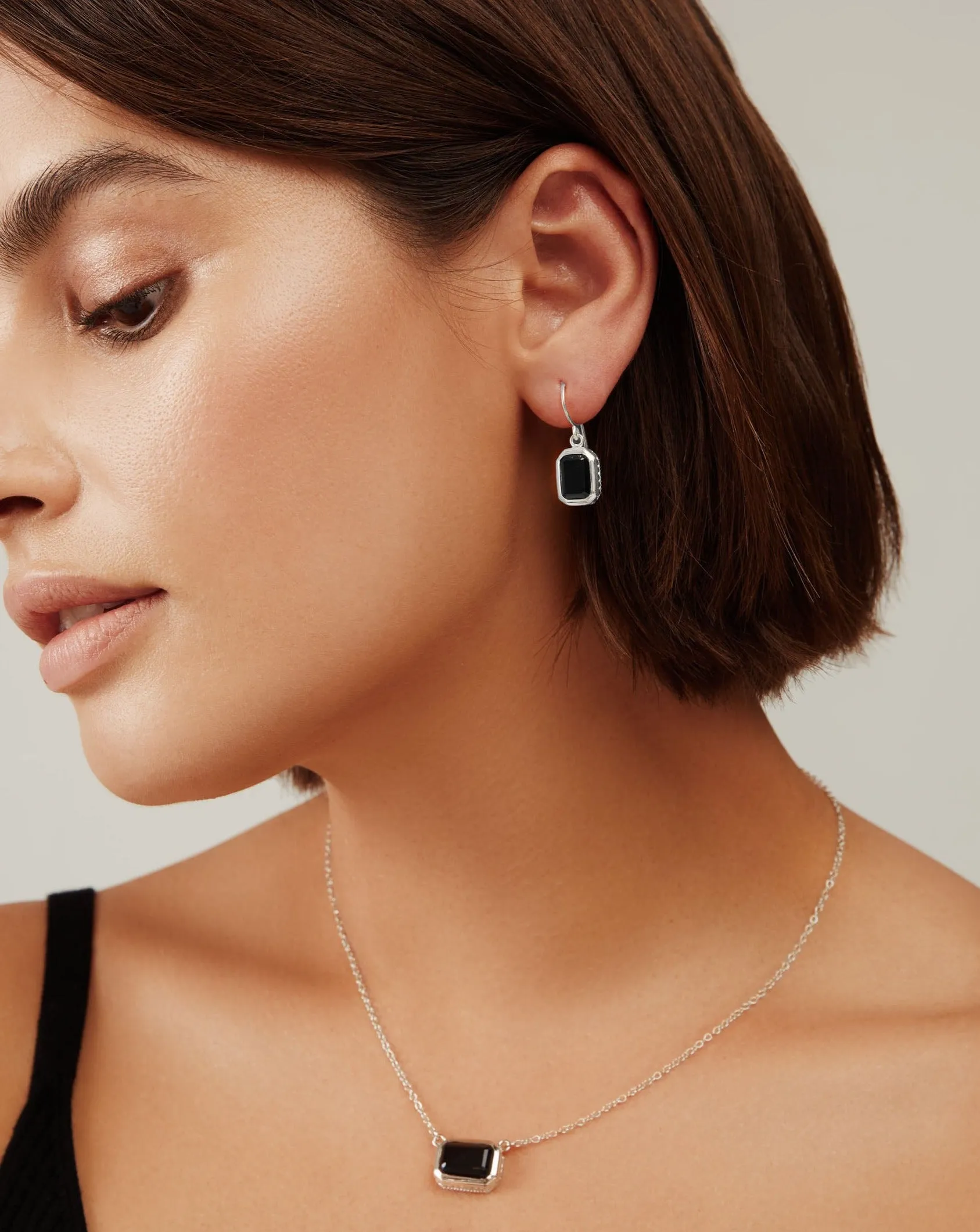 Black Onyx Rectangle Drop Earrings - Silver sold by Anna Beck product image thumbnail 2