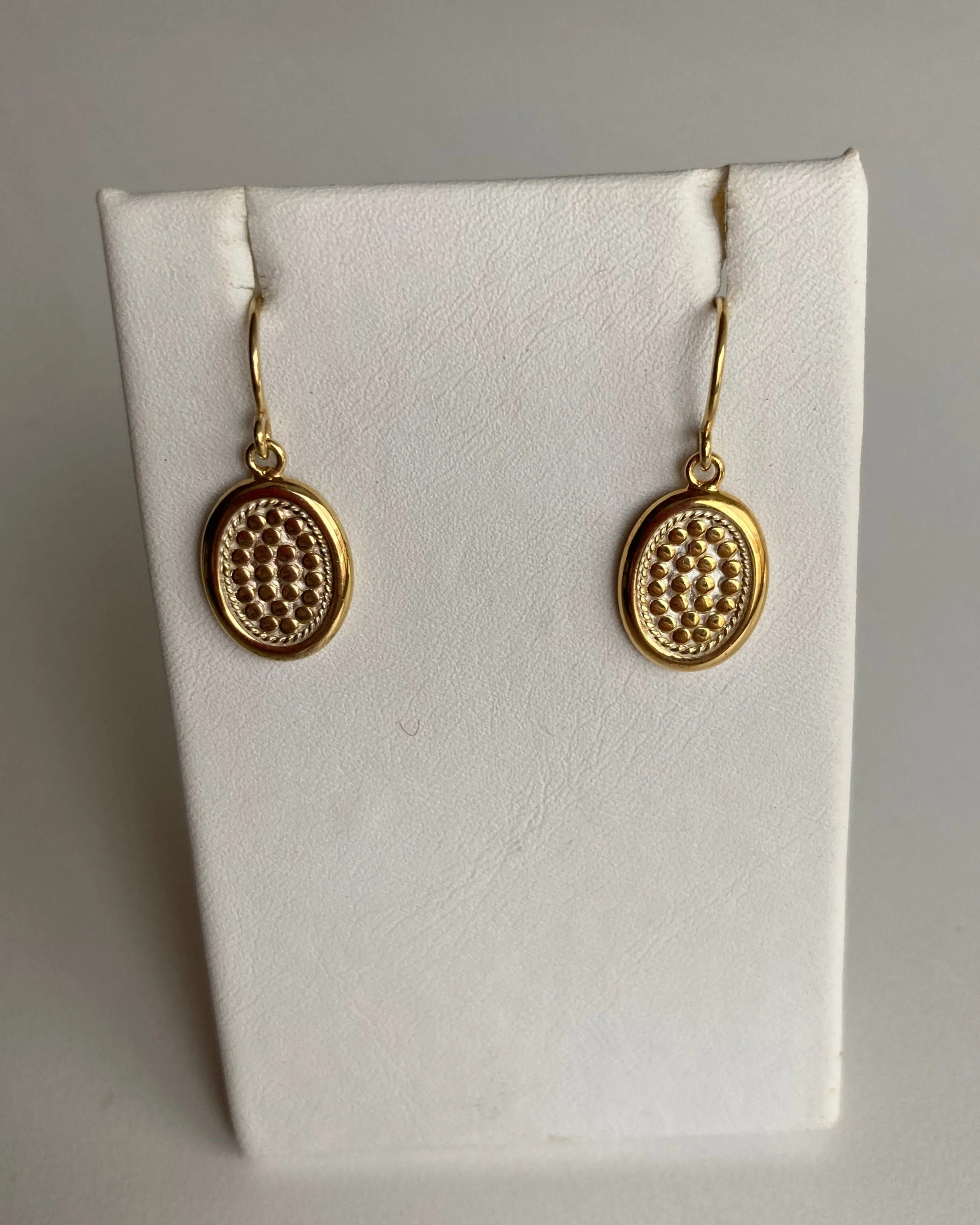 Medium Gold Dotted Oval Drop Earrings sold by Anna Beck
