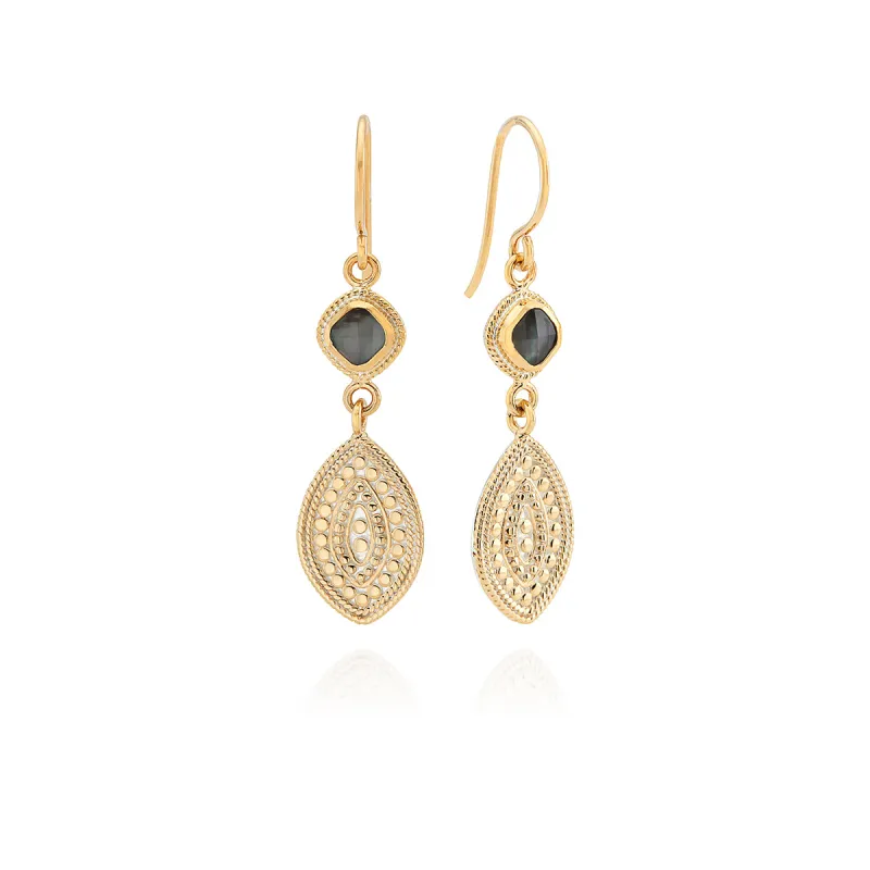 Grey Quartz Double Drop Earrings sold by Anna Beck