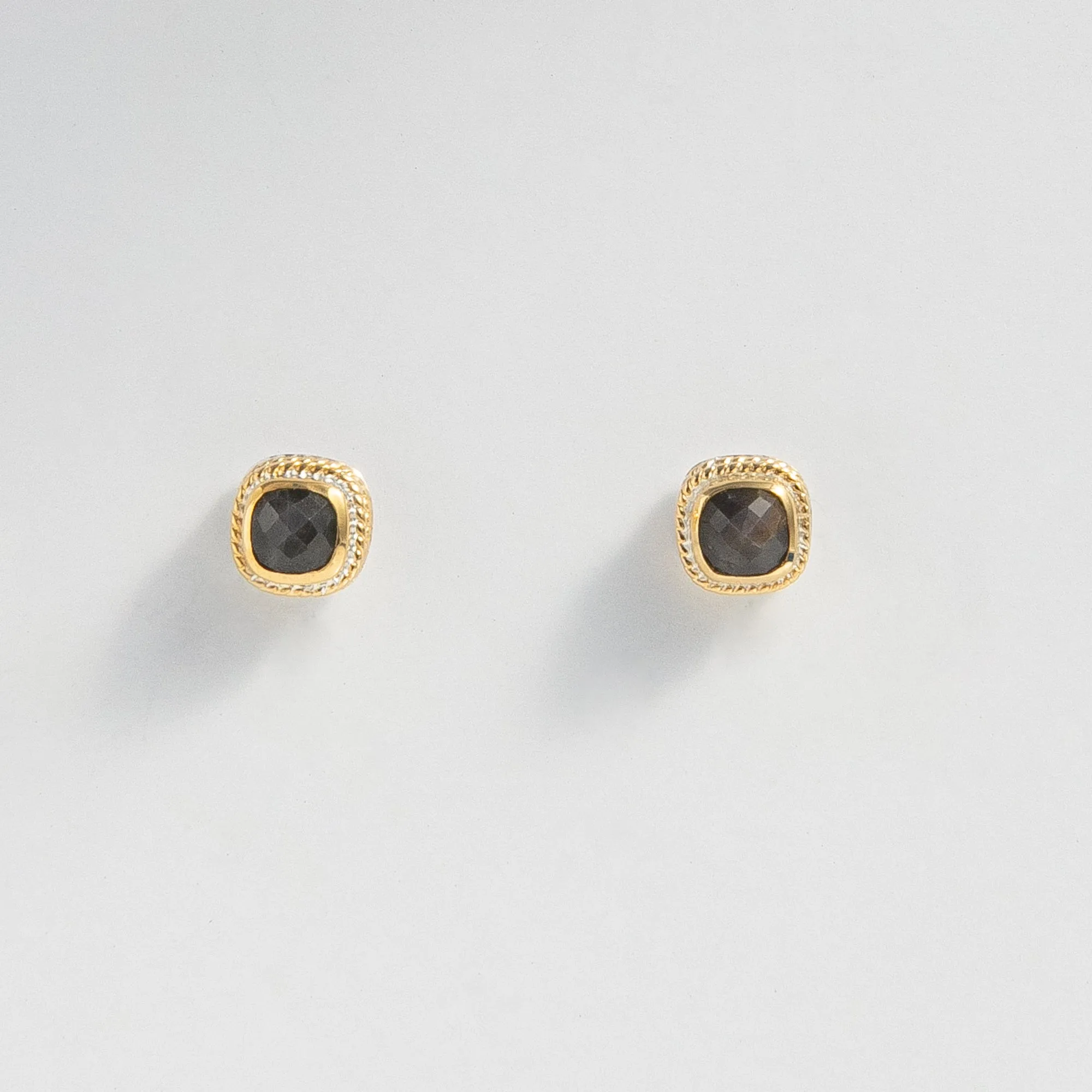Grey Sapphire Cushion Stud Earrings sold by Anna Beck