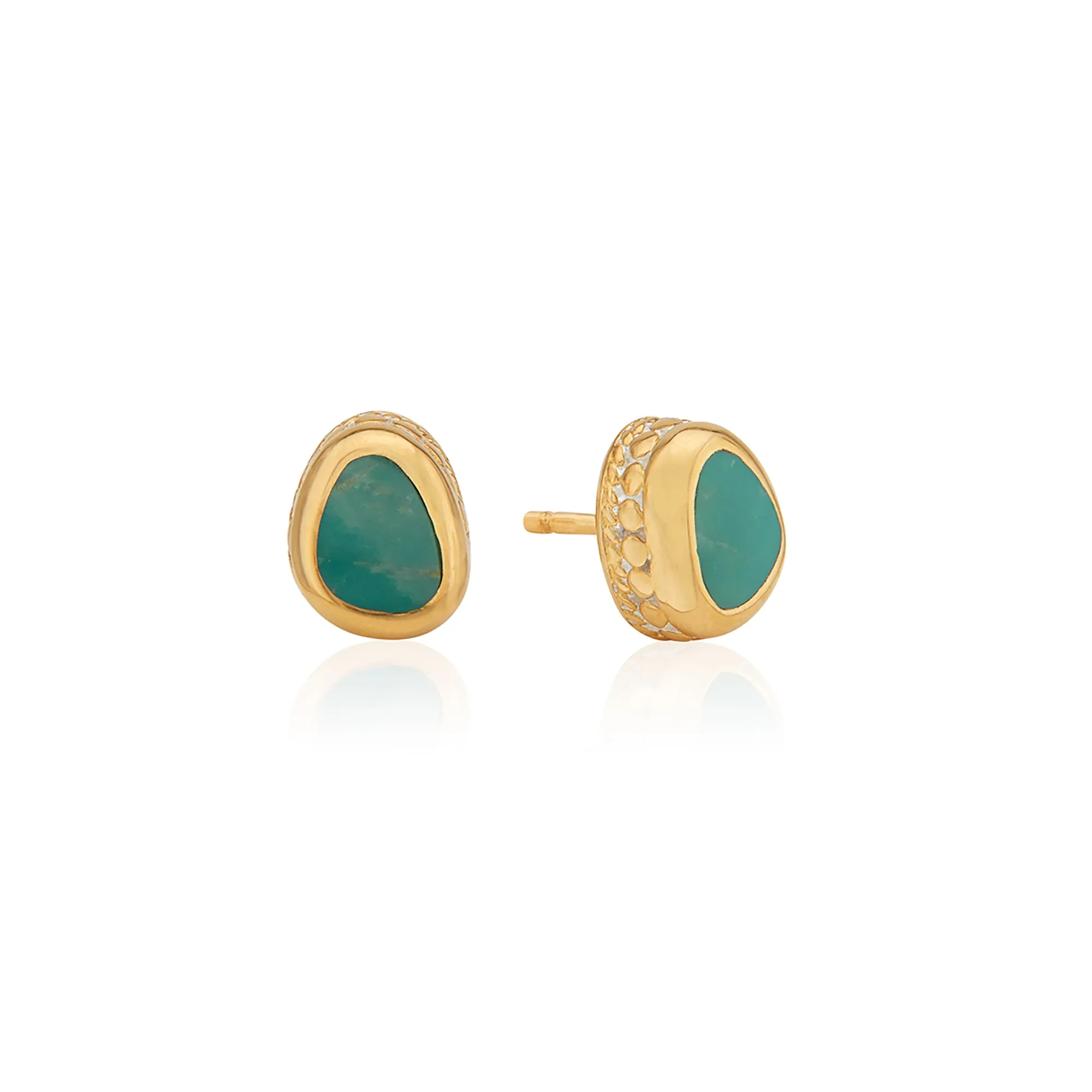 Turquoise Asymmetrical Stud Earrings - Gold sold by Anna Beck