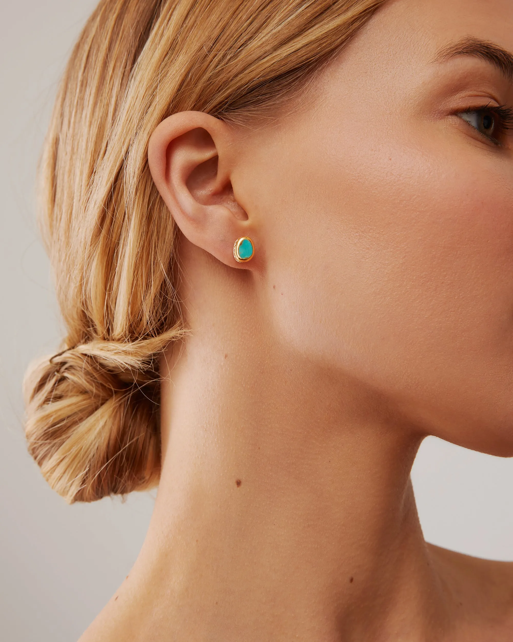 Turquoise Asymmetrical Stud Earrings - Gold sold by Anna Beck product image thumbnail 2