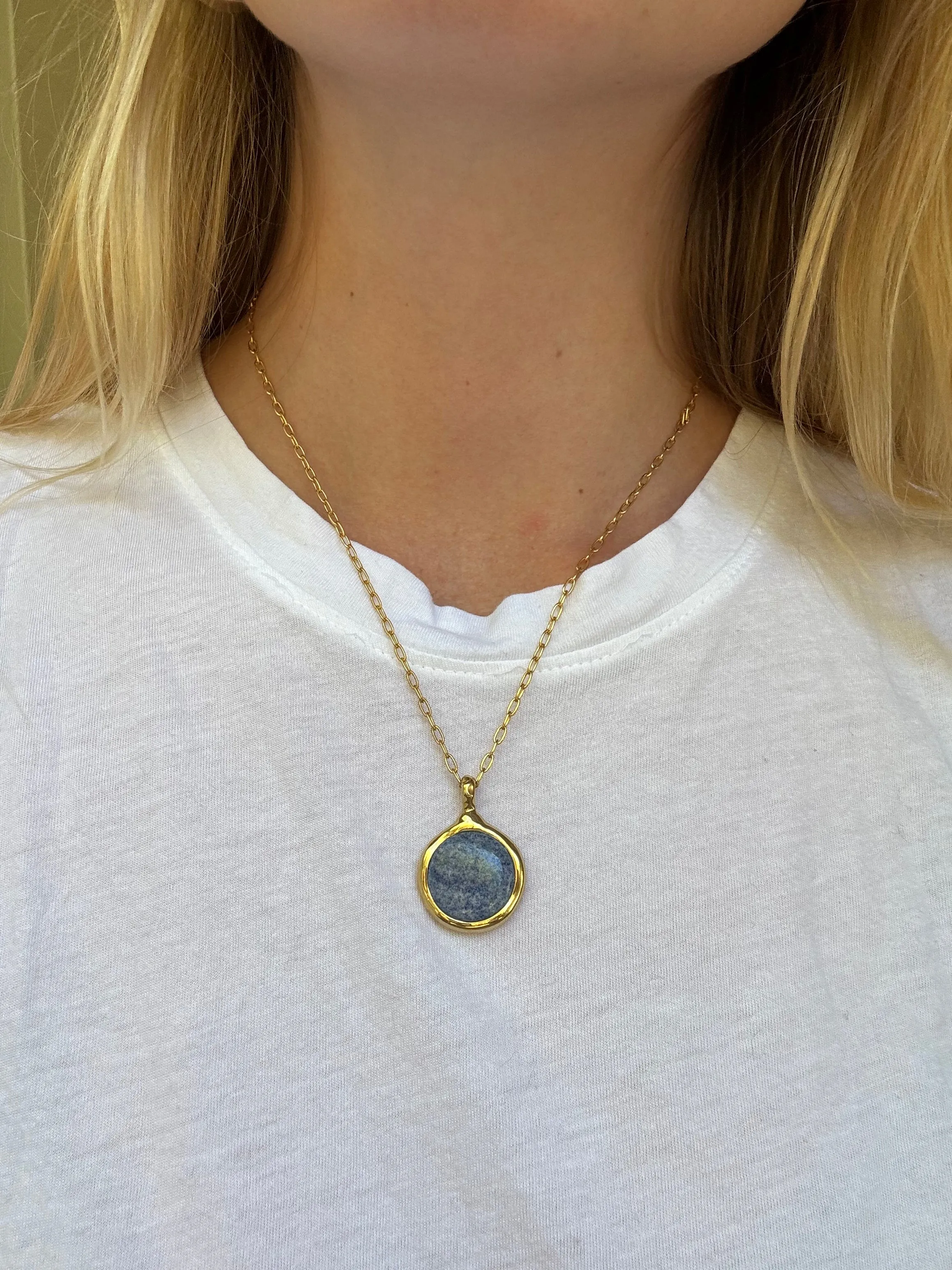 Dumortierite Circle Pendant Necklace sold by Anna Beck product image thumbnail 2