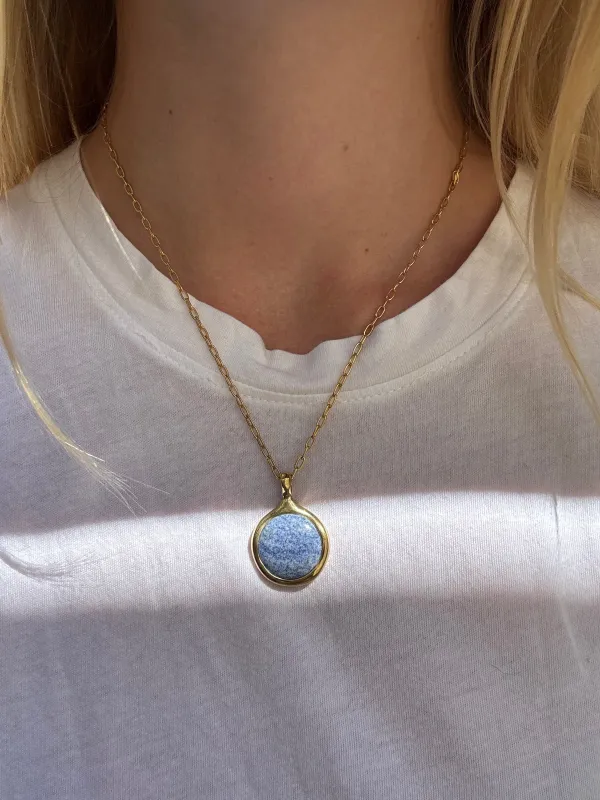 Dumortierite Circle Pendant Necklace sold by Anna Beck