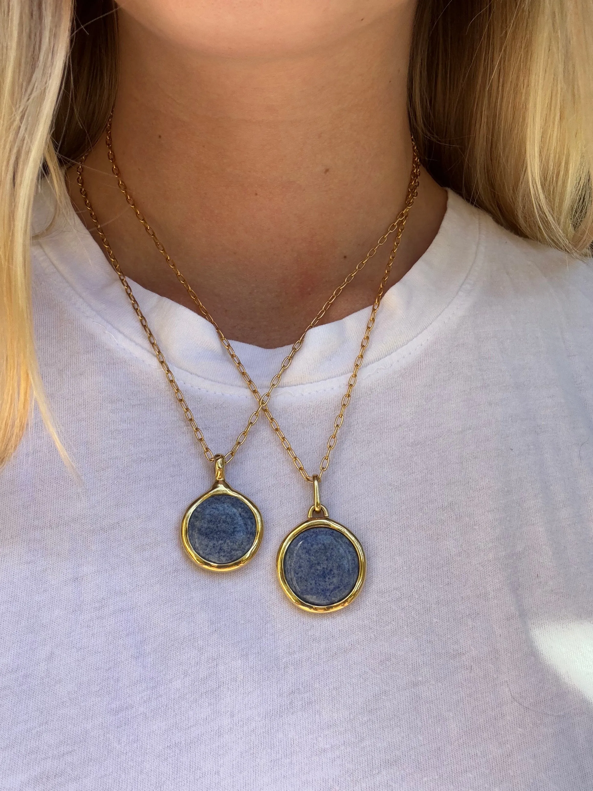 Dumortierite Circle Pendant Necklace sold by Anna Beck