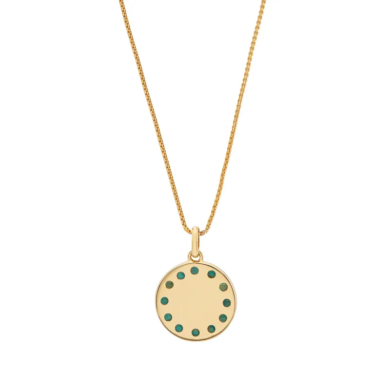 Turquoise Inlay Circle Pendant Necklace sold by Anna Beck