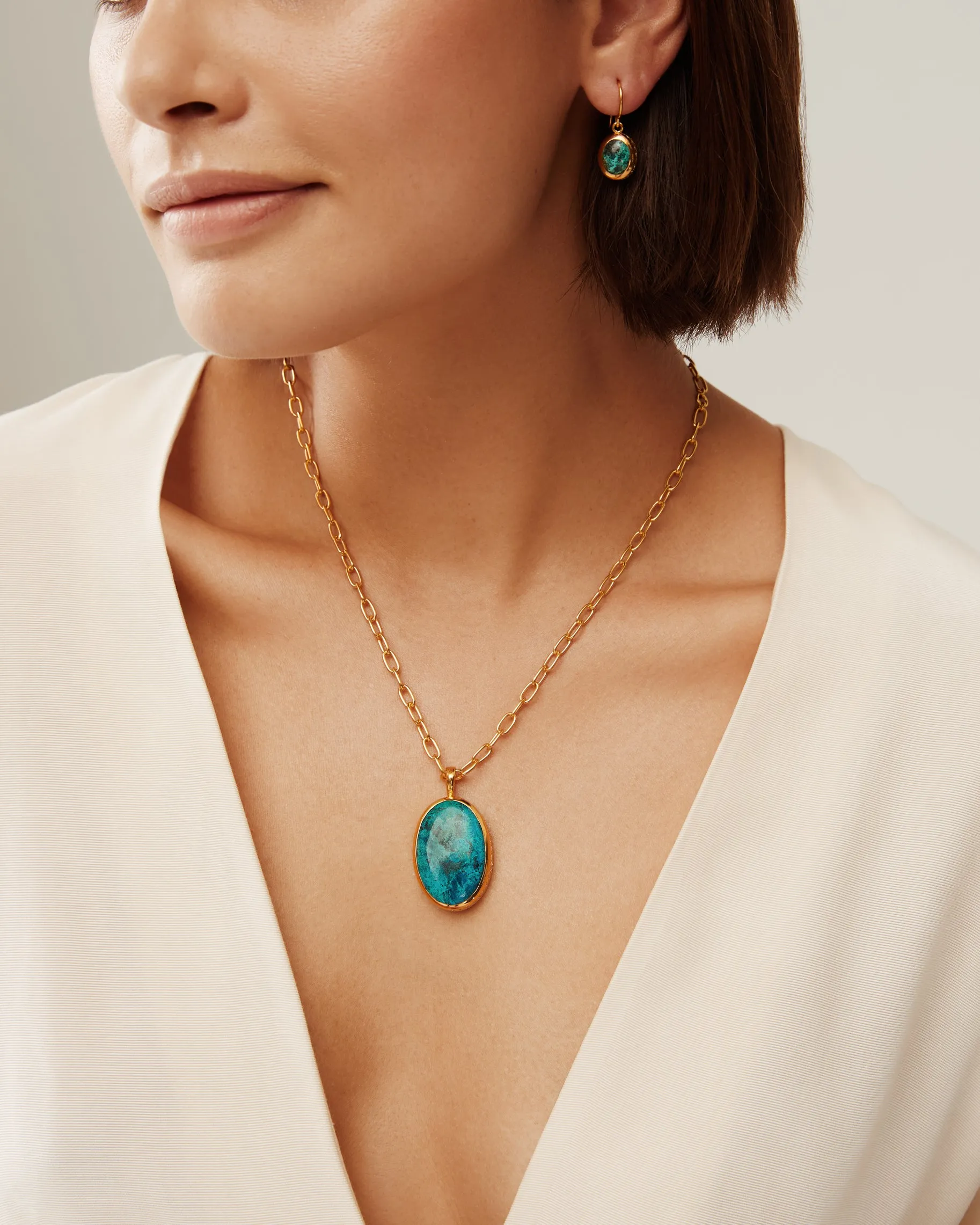 Large Malachite Chrysocolla Pendant Necklace sold by Anna Beck product image thumbnail 3