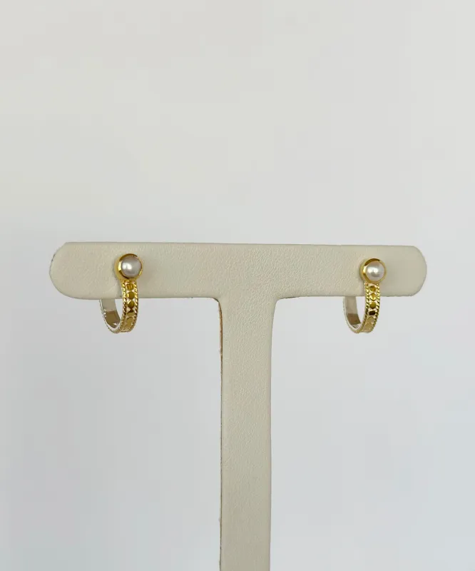 Single Pearl and Dotted Hoop Earrings sold by Anna Beck
