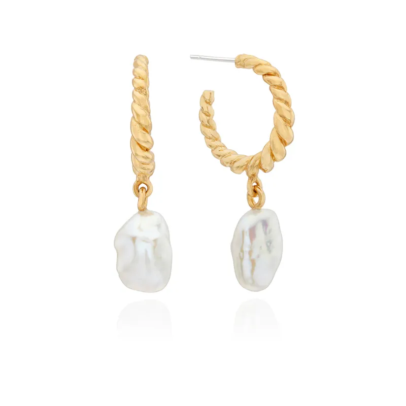Pearl and Twisted Hoop Earrings sold by Anna Beck