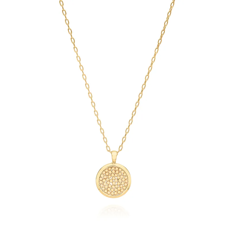 Classic Smooth Rim Medium Pendant Necklace, 16"-18" - Gold made by Anna Beck