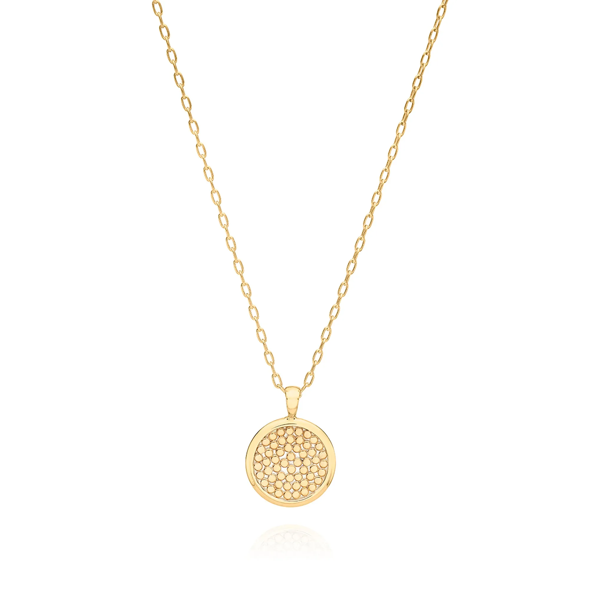 Classic Smooth Rim Medium Pendant Necklace, 16"-18" - Gold sold by Anna Beck