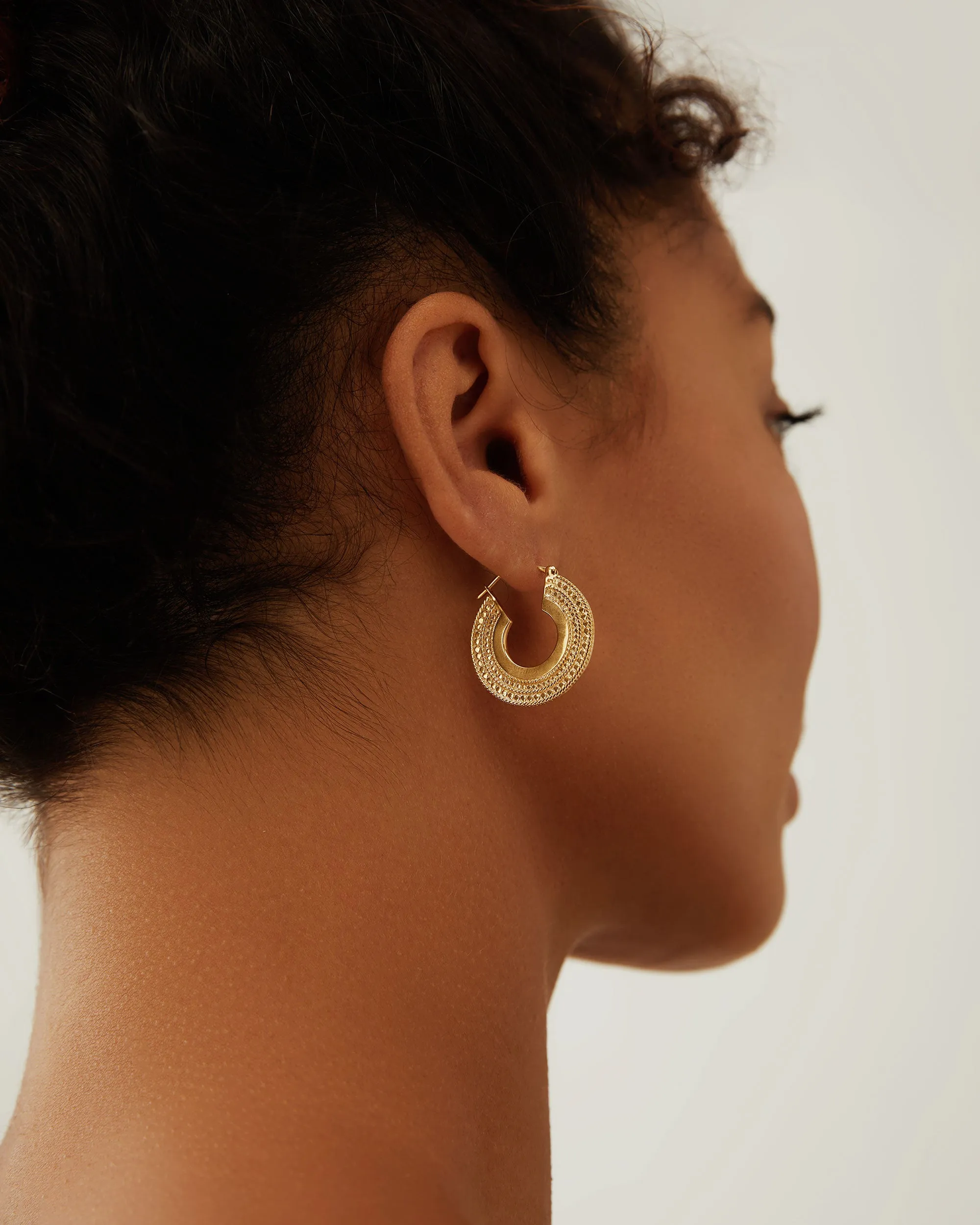 Medium Smooth and Dotted Hoop Earrings sold by Anna Beck product image thumbnail 2