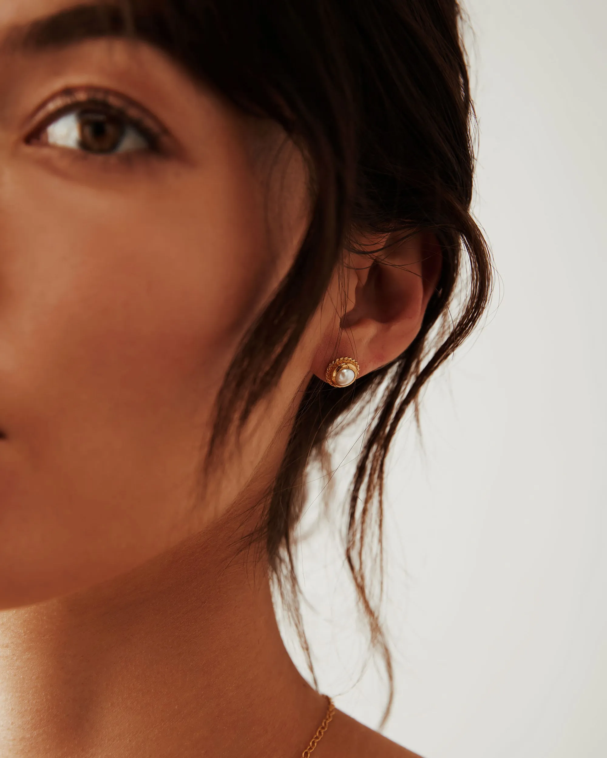 Twisted Rim Pearl Studs sold by Anna Beck product image thumbnail 2