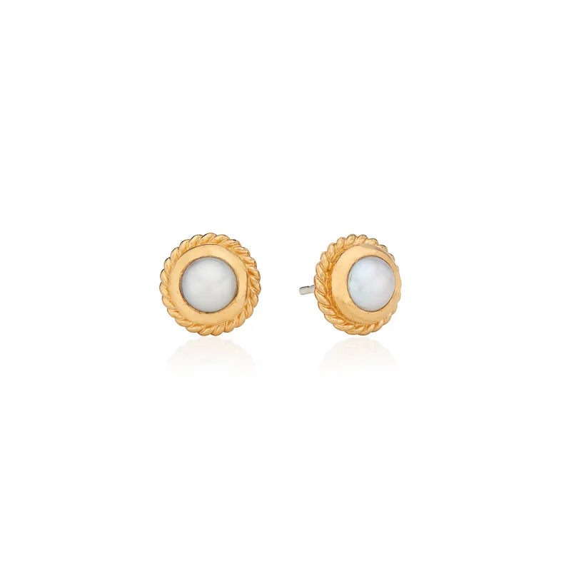Twisted Rim Pearl Studs sold by Anna Beck