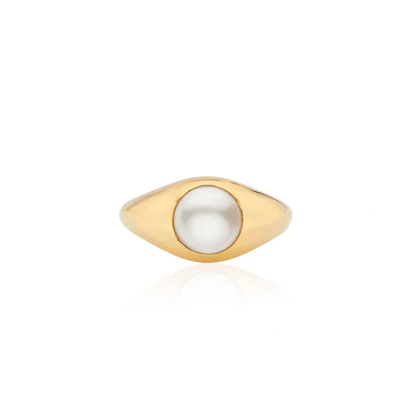 Pearl Smooth Signet Ring sold by Anna Beck