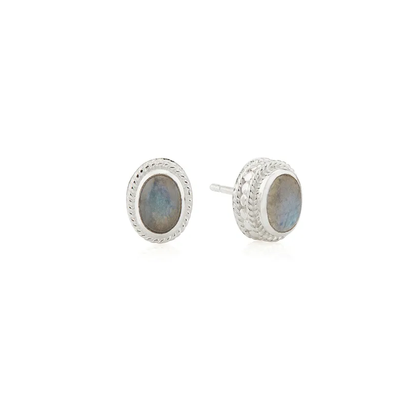 Labradorite Stud Earrings - Silver sold by Anna Beck