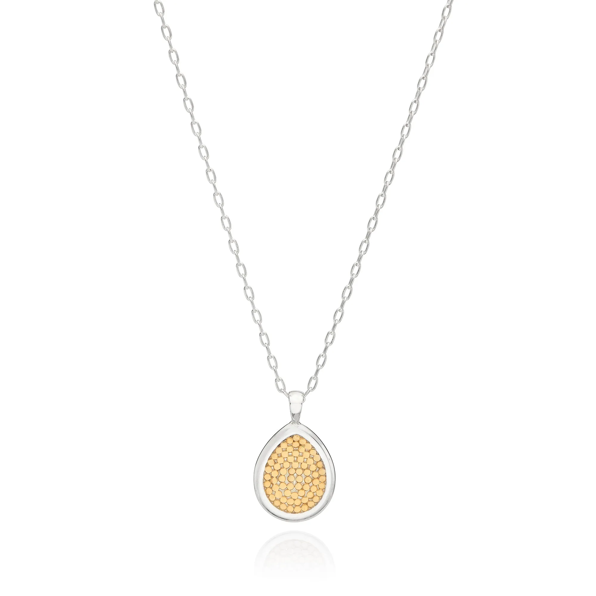 Classic Smooth Rim Medium Drop Pendant Necklace, 16"-18" - Gold & Silver sold by Anna Beck