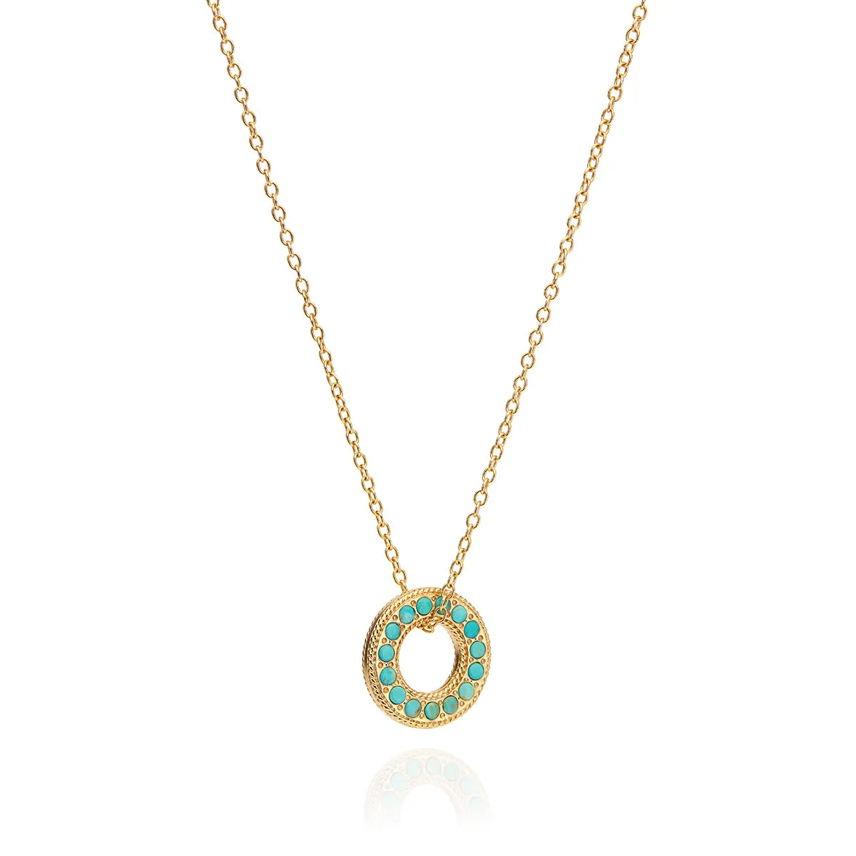 Turquoise Pavé Open Circle Necklace sold by Anna Beck