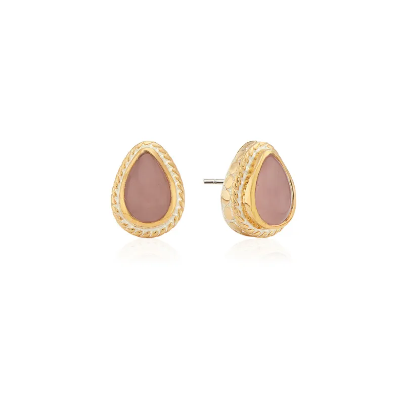 Guava Quartz Teardrop Stud Earrings sold by Anna Beck