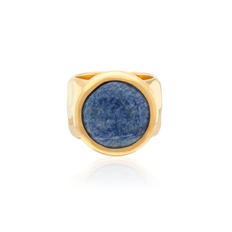 Large Wavy Dumortierite Signet Ring - Gold - AS IS - FINAL SALE sold by Anna Beck