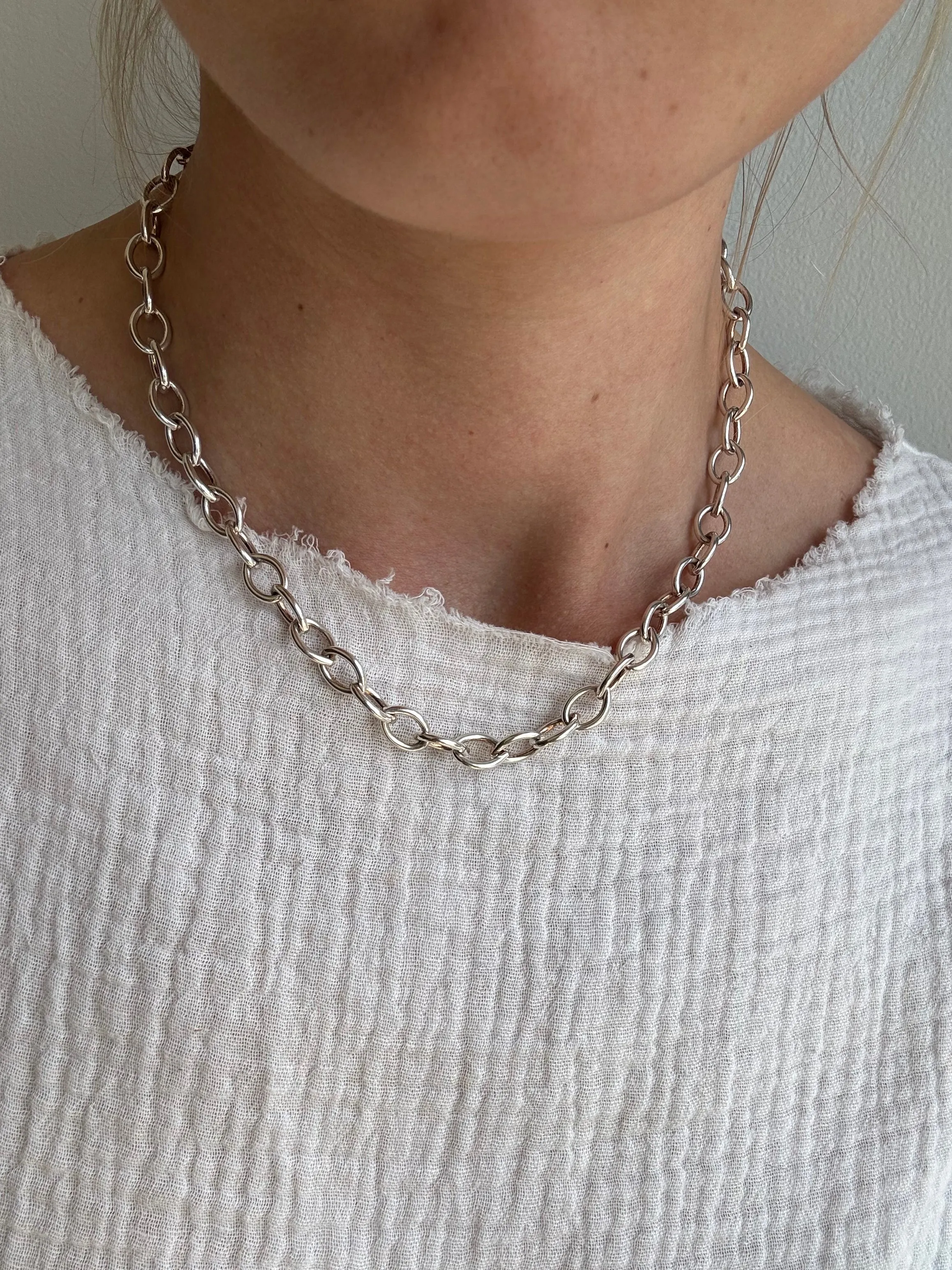 Large Oval Chain Necklace - Silver - AS IS - FINAL SALE sold by Anna Beck product image thumbnail 2