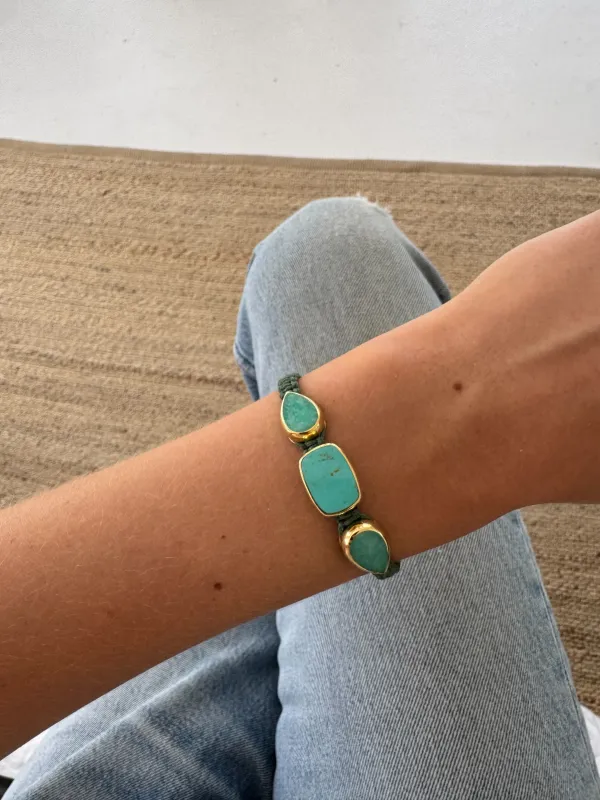 Multi-Stone Turquoise Woven Bracelet sold by Anna Beck