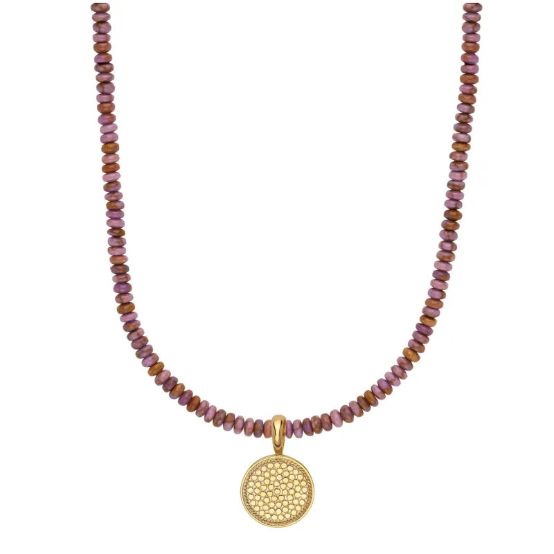 Phosphosiderite Beaded Necklace with Gold Pendant sold by Anna Beck