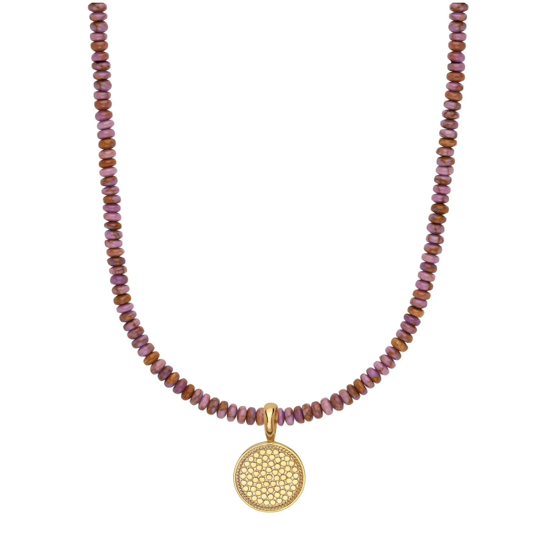 Phosphosiderite Beaded Necklace with Gold Pendant sold by Anna Beck